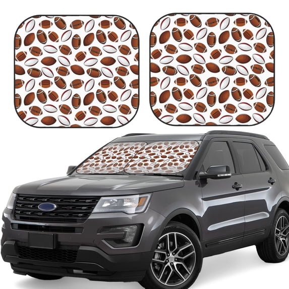 Daiia Football 2PCS Car Windshield Sun Shade, Foldable Sun Shield for Car Front Window, Auto Sun Blocker Visor Protector Universal for Truck SUV Pickup-Small
