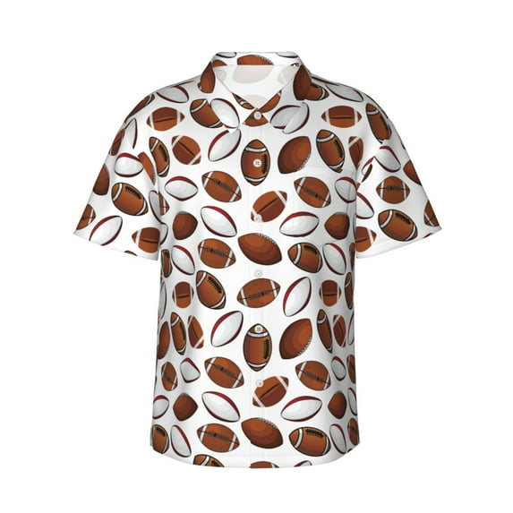 Daiia Football Hawaiian Shirt for Men Gentle Cotton Regular Short Sleeve Casual-Medium