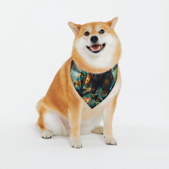 Daiia Forest Meditating Gorilla Print Pet Scarf, Adjustable Pet Bandana, Reflective Dog Bandana with Buckle, Durable Pet Accessory Fashionable Pet Neckwear-X-Large