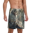 thumbnail image 1 of Daiia Forest Meditating White Tiger Mens Woven Stretch Pajama Short,Short Pajama Pants-Large, 1 of 7