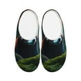 thumbnail image 1 of Daiia Forest Plant Raccoon Print Women’s Fuzzy Slippers Memory Foam Lightweight House Shoes Cozy Loafer Flannel House Shoes-42/43, 1 of 7