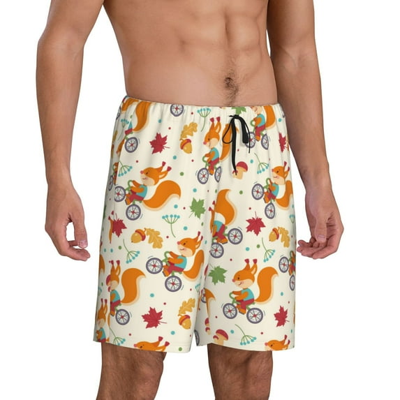 Daiia Forest Squirrel Mens Woven Stretch Pajama Short,Short Pajama Pants-3X-Large