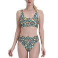 thumbnail image 1 of Daiia Foxes and Birds in Forest printed 2 piece Swimsuit Bikinis for Women High Waisted Racerback Bathing Suits Summer Tummy Control Scoop Neck Swimwear-Small, 1 of 8