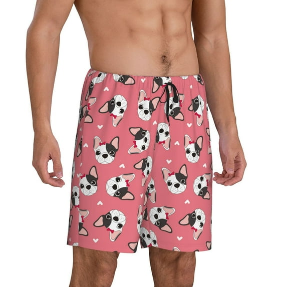 Daiia French Bulldog Face Mens Woven Stretch Pajama Short,Short Pajama Pants-XX-Large