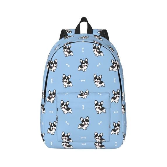 Daiia French Bulldog Puppy Vintage Canvas Backpack for Men and Women ,Hiking Backpack,Travel Laptop Bag for School,Large Capacity Backpack
