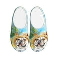 thumbnail image 1 of Daiia French Bulldog Sunflowers Bubbles Print Women’s Fuzzy Slippers Memory Foam Lightweight House Shoes Cozy Loafer Flannel House Shoes-46/47, 1 of 7