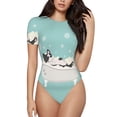 thumbnail image 1 of Daiia French Bulldog Taking a Bath print Women's Crew Neck Short Sleeve Bodysuit Fashion Tops Fit Casual Basic Extender Bodysuit-Medium, 1 of 9