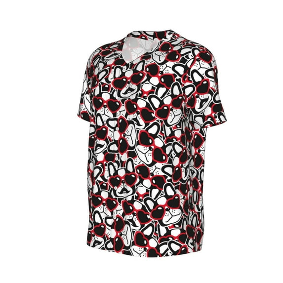 Daiia French Bulldog1 Mens Baseball Jersey Button Down Shirts Short Sleeve Sports Uniforms-Small
