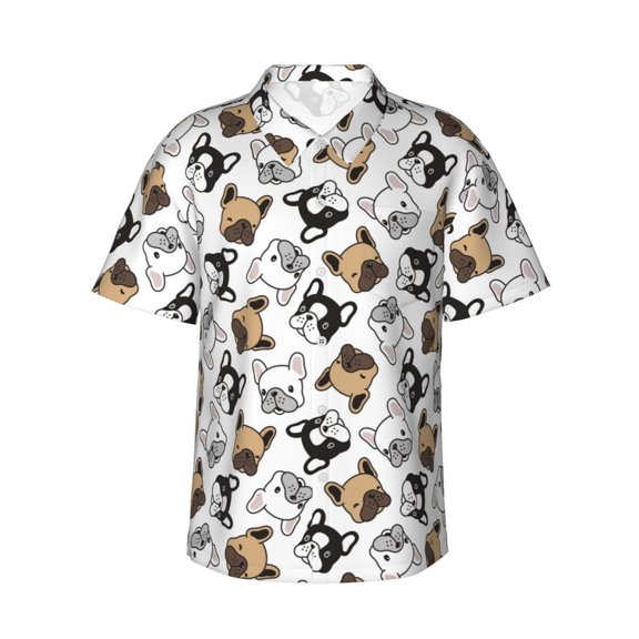 Daiia French Bulldog3 Hawaiian Shirt for Men Gentle Cotton Regular Short Sleeve Casual-XX-Large