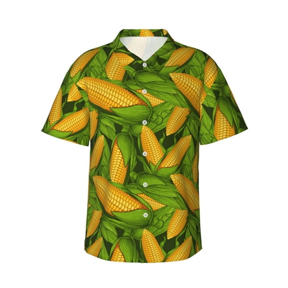 Daiia Fresh Corn 1 Hawaiian Shirt for Men Gentle Cotton Regular Short Sleeve Casual-Small