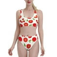 thumbnail image 1 of Daiia Fresh Red Tomato printed 2 piece Swimsuit Bikinis for Women High Waisted Racerback Bathing Suits Summer Tummy Control Scoop Neck Swimwear-Large, 1 of 8