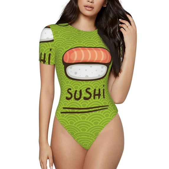 Daiia Fresh Sushi Women'S Crew Neck Short Sleeve Slim Fit T Shirts Tops Basic Bodysuit Leotard Clothing-Xx-Large
