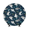 thumbnail image 1 of Daiia Friendly Sharks Printed Pattern Ceramic Plate Dinner Plates Bone China Decorative Plates with Display Stand Art Ceramic Ornaments for Wall Hanging Decoration-6in, 1 of 6