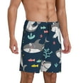 thumbnail image 1 of Daiia Friendly Smiling Sharks Mens Woven Stretch Pajama Short,Short Pajama Pants-Large, 1 of 9