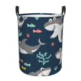 thumbnail image 1 of Daiia Friendly Smiling Sharks Round Laundry Basket with Handles Thickened Waterproof Circular hamper,Dirty Clothes Storage Basket for Bedroom,Bathroom,College Dorm-Small, 1 of 8