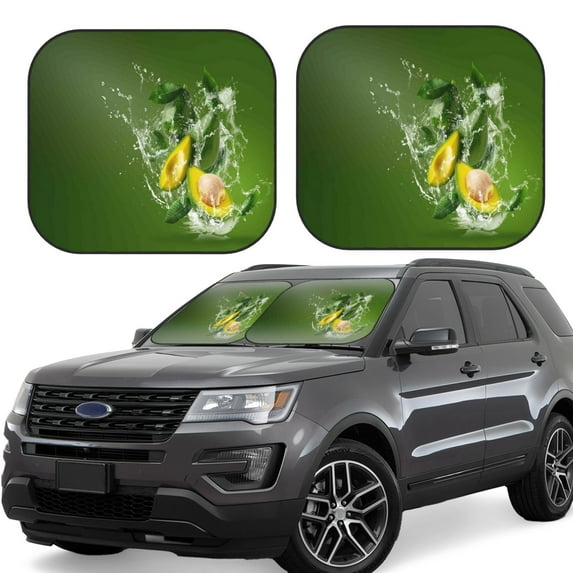 Daiia Friut Avocado 2PCS Car Windshield Sun Shade, Foldable Sun Shield for Car Front Window, Auto Sun Blocker Visor Protector Universal for Truck SUV Pickup-Small