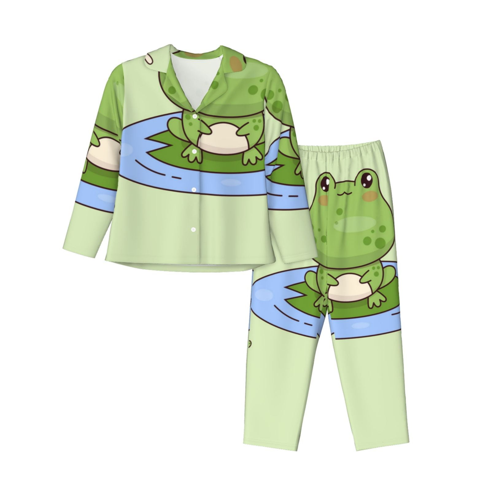 Daiia Frog Amanita Mushroom for Women's Long-Sleeved Pajama Set – Soft ...