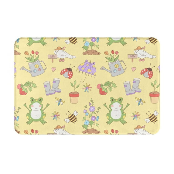 Daiia Frog Bee Front Door Mat, Heavy Duty Durable Welcome Mat for Outdoor Indoor, Dirt Trapper Waterproof Super Absorbent Door Mat, 16" x 24"