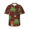 thumbnail image 1 of Daiia Frogs and Mushrooms Hawaiian Shirt for Men Gentle Cotton Regular Short Sleeve Casual-Medium, 1 of 9