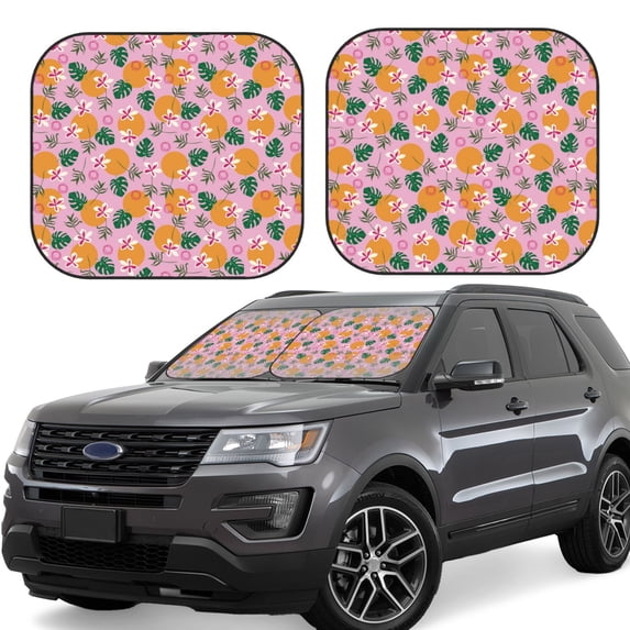 Daiia Fruit 2PCS Car Windshield Sun Shade, Foldable Sun Shield for Car Front Window, Auto Sun Blocker Visor Protector Universal for Truck SUV Pickup-Medium