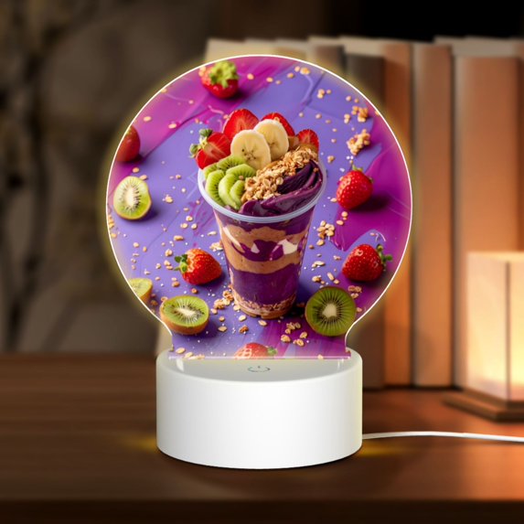 Daiia Fruit Parfait Colorful Pattern Acrylic Night Light, LED Touch Light, Bedroom Night Light, Soft Glowing Lamp Perfect Gift for Mother's Day, Birthday, or Christmas