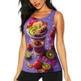 thumbnail image 1 of Daiia Fruit Parfait Colorful Printed Womens Workout Tops for Women Quick-dry Tank Tops Mesh Yoga Shirts Athletic Running Tank Tops Sleeveless Gym Clothes-Large, 1 of 7