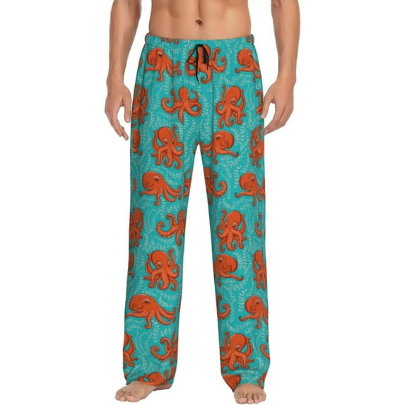 Daiia Fun Octopus Men's Sleep Pant with Pockets and Drawstring,Pajama Pants-Small