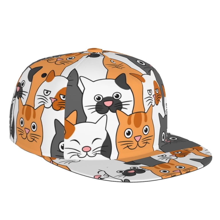 Daiia Funny Cats print Flat Bill Hats Flat Brim Trucker Cap  display picture 3