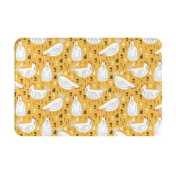 Daiia Funny Chicken Front Door Mat, Heavy Duty Durable Welcome Mat for Outdoor Indoor, Dirt Trapper Waterproof Super Absorbent Door Mat, 16" x 24"
