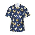 thumbnail image 1 of Daiia Funny Chicken Hawaiian Shirt for Men Gentle Cotton Regular Short Sleeve Casual-Medium, 1 of 9
