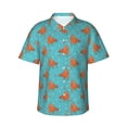 thumbnail image 1 of Daiia Funny Chicken Hawaiian Shirt for Men Gentle Cotton Regular Short Sleeve Casual-XX-Large, 1 of 9