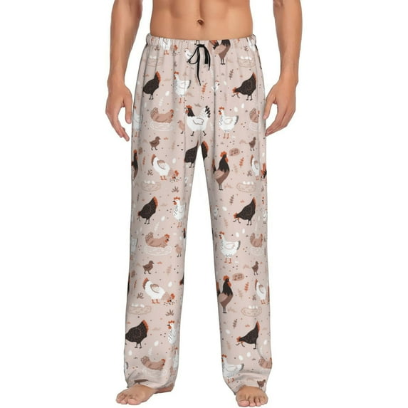Daiia Funny Chicken Men's Sleep Pant with Pockets and Drawstring,Pajama Pants-XX-Large