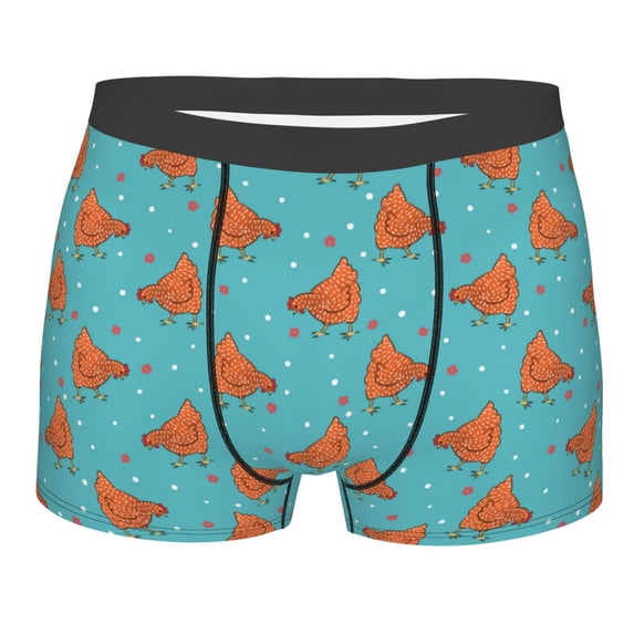 Daiia Funny Chicken Men's Underwear Boxer Briefs, Cotton Stretch Moisture-Wicking Underwear-Large