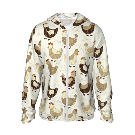 Daiia Funny Chicken UPF 50+ Sun Protection Hoodie Jacket Lightweight Long Sleeve Sun Shirt for Women Men with Pocket Hiking Outdoor-X-Large