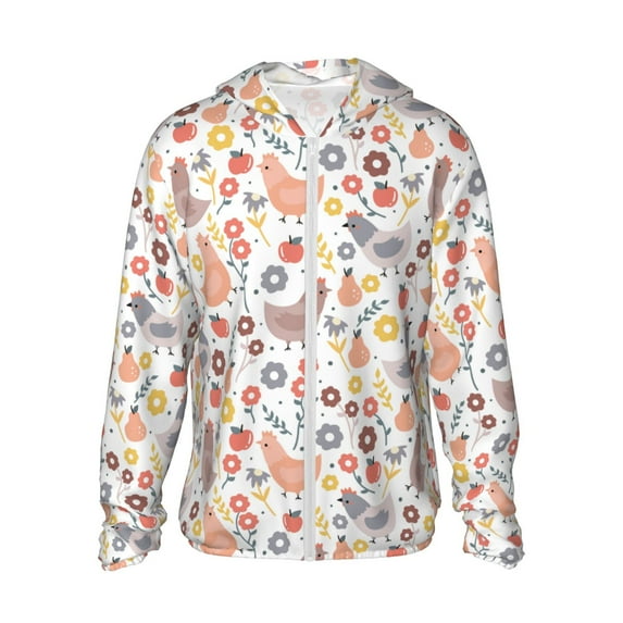 Daiia Funny Chicken UPF 50+ Sun Protection Hoodie Jacket Lightweight Long Sleeve Sun Shirt for Women Men with Pocket Hiking Outdoor-XX-Large