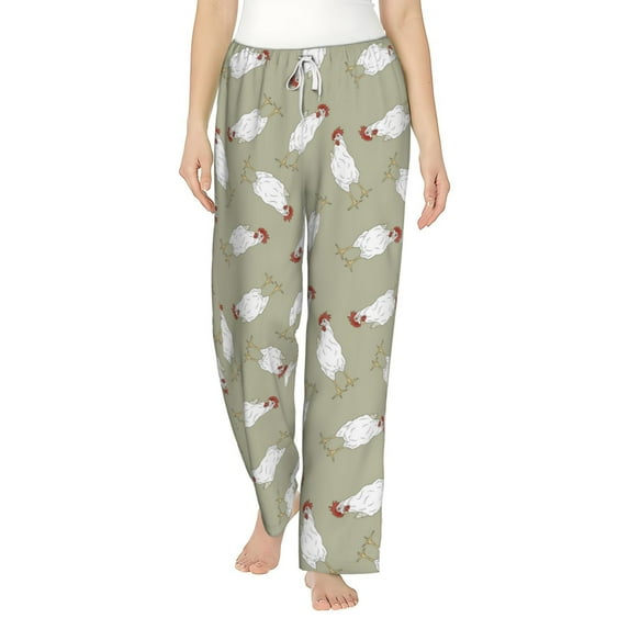 Daiia Funny Chicken Women's Sleep Pant with Pockets and Drawstring,Pajama Pants-Small