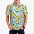 thumbnail image 1 of Daiia Funny Dinosaurs on Stripes Pattern Men’s Polo Shirts,Solid Deck Shirt,Classic Fit, Breathable Cotton Polo for Casual and Sport Wear-Medium, 1 of 7