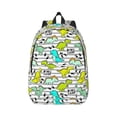 thumbnail image 1 of Daiia Funny Dinosaurs on Stripes Vintage Canvas Backpack for Men and Women ,Hiking Backpack,Travel Laptop Bag for School,Large Capacity Backpack, 1 of 8