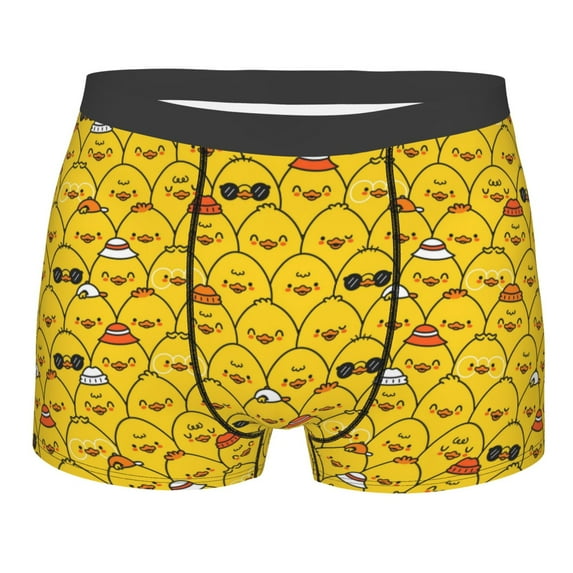 Daiia Funny Ducks Men's Underwear Boxer Briefs, Cotton Stretch Moisture-Wicking Underwear-Large