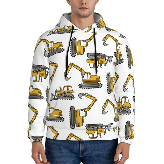 Daiia Funny Excavator for Men's Fashion Hoodies & Sweatshirts with Kangaroo Pocket Hooded Sweatshirt Breathable & Moisture Wicking-XX-Large
