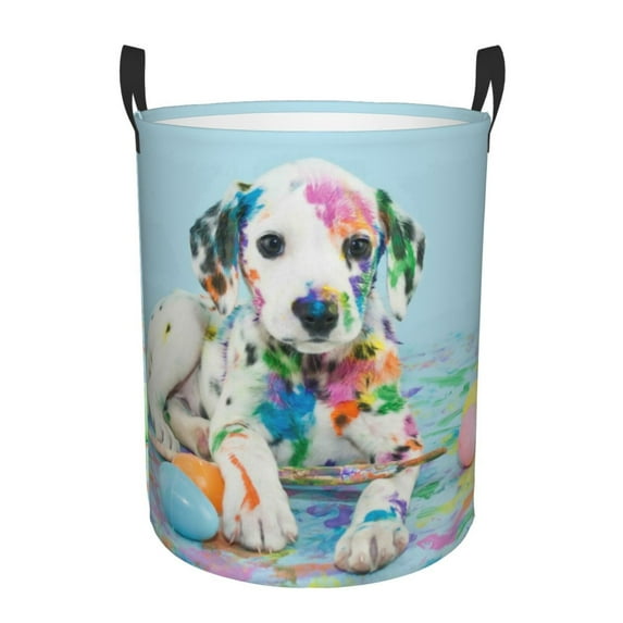 Daiia a Funny Little Dalmatian Puppy Laundry Hamper With Handles Large Storage Basket/Toy Organizer/Dirty Clothes Collapsible Waterproof For College Dorms, Bedroom,Bathroom