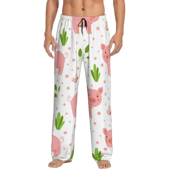 Daiia Funny Little Pigs Men's Sleep Pant with Pockets and Drawstring,Pajama Pants-Medium