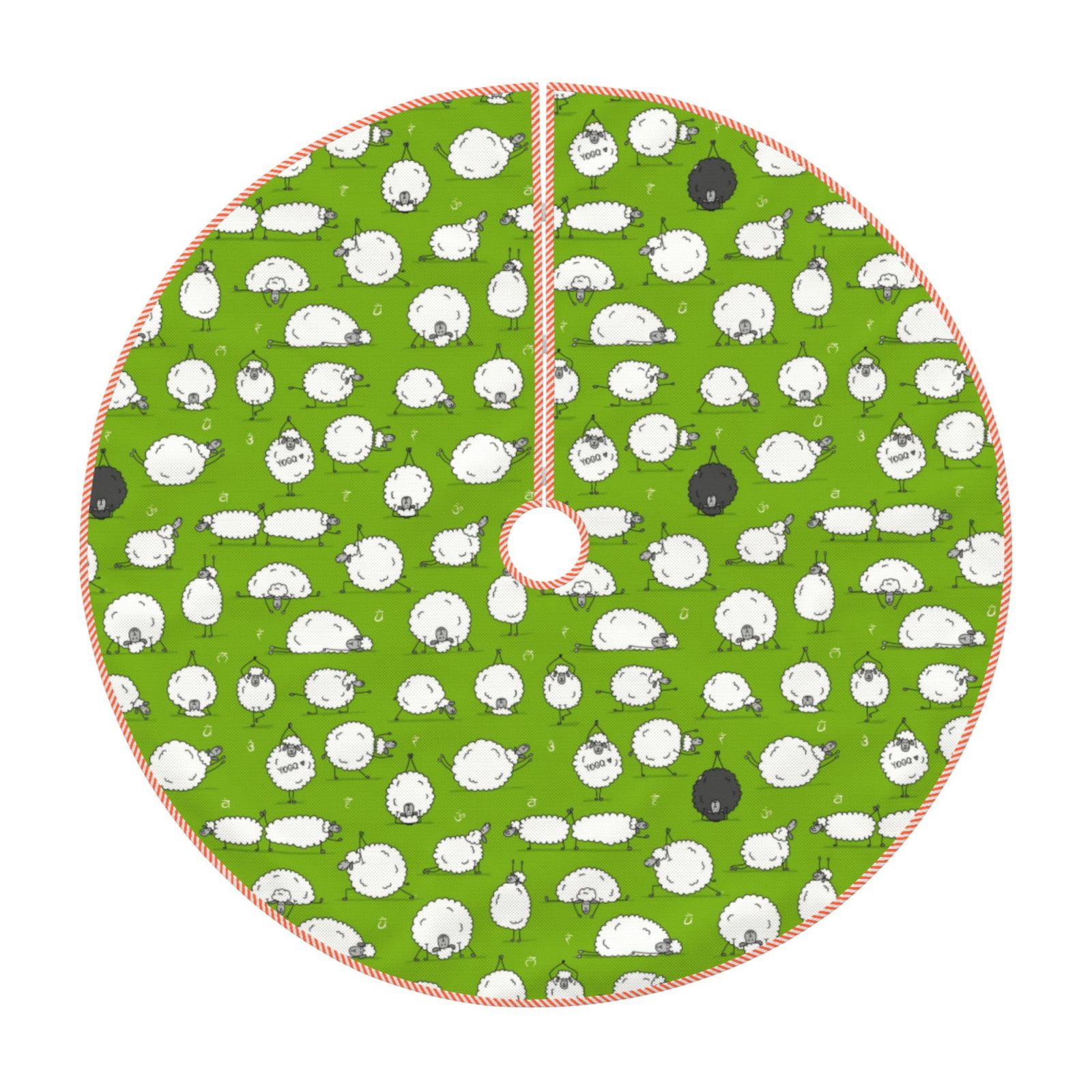 Daiia Funny Sheep Doing Yoga Drawing Merry Christmas Tree Skirt , Xmas