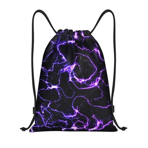 Daiia Galaxy Lightning Pattern Drawstring Backpack, Gym Bag, Lightweight Backpack, Water-Resistant Bag Travel Sports Backpack, Fitness Bag, Yoga Bag-Small