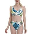 thumbnail image 1 of Daiia Game All Day printed 2 piece Swimsuit Bikinis for Women High Waisted Racerback Bathing Suits Summer Tummy Control Scoop Neck Swimwear-Medium, 1 of 8