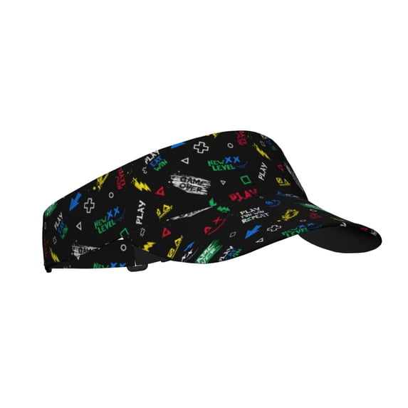Daiia Gamepads Pattern Sport Sun Visor Hats Visor Cap Adjustable Empty Top Baseball Cap Cotton Ball Caps for Women and Men