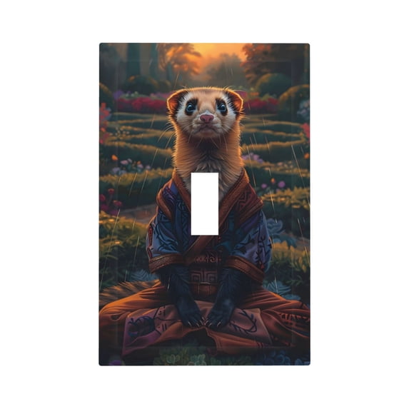 Daiia Garden Meditating Weasel Pattern Decorator Wall Plate Child Safe Outlet Cover, Switch and Outlet Covers,Size 1-Gang 5.0" x3.0" , Polycarbonate Thermoplastic-Style T