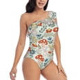 thumbnail image 1 of Daiia Garden Of Little Bunnies Women's One Piece Swimsuits Personalized One Shoulder Swimwear Asymmetric Ruffle Bathing Suits-Large, 1 of 8
