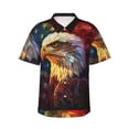 thumbnail image 1 of Daiia Geometric American Bald Eagle Hawaiian Shirt for Men Gentle Cotton Regular Short Sleeve Casual-3X-Large, 1 of 9