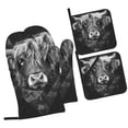 thumbnail image 1 of Daiia Geometric Bull Design Pattern Oven Mitts and Pot Holders 4 pcs Set,High Heat Resistant 500 Degree Extra Thicken Long Kitchen Cotton Oven Glove, 1 of 6